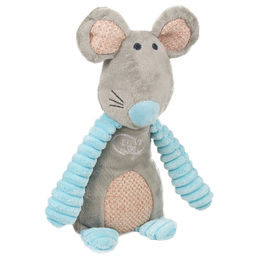 Flamingo Shabby Chic Hundespielzeug Maus aus Plüsch mit Geräusch Grau – Bild 1 von 4
