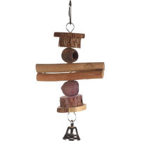 Produktbild von Flamingo Sittichspielzeug Akir aus Holz in Braun mit Glocke und Perle