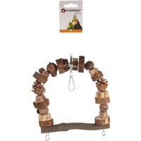 Produktbild von Flamingo Sittichspielzeug Schaukel Takkie aus Holz mit Perlen und Nüssen Braun 34cm