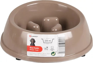 Produktbild von Flamingo Slow Feeder Futternapf für Hunde aus Melamin in Beige und Braun - 1500 ml