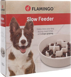 Flamingo Slow Feeder Futternapf Kana rund beige aus Bambus 23cm – Bild 1 von 2