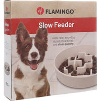 Produktbild von Flamingo Slow Feeder Futternapf Kana rund beige aus Bambus 23cm