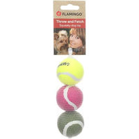 Produktbild von Flamingo Smash Tennisball mit Quietschefunktion für Hunde, Mehrfarbig, Gummi, 5,08 cm, 3 Stück