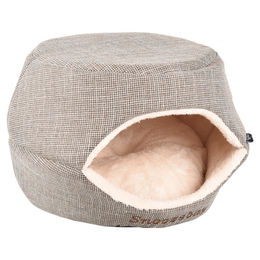 Flamingo Snoozebay 2in1 Katzenbett und Hundekorb aus Plüsch Braun Beige 45x35x35cm – Bild 1 von 7