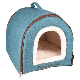 Flamingo Snoozebay Katzenhöhle aus Plüsch in Blau 45x35x35 cm – Bild 1 von 5