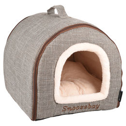 Flamingo Snoozebay Katzenhöhle Haus aus Plüsch Braun 45x35x35 cm – Bild 1 von 4
