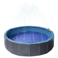 Produktbild von Flamingo Splash Play Wasserstrahlpool für Hunde rund blau dunkelgrau 160 x 160 x 30 cm - 160 cm