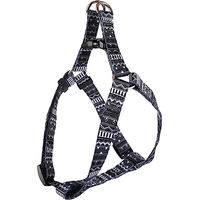 Produktbild von Flamingo Step & Go Sadie Hundegeschirr aus Nylon Schwarz Weiß Größe S 35-50 cm