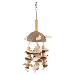 Produktbild von Flamingo Sully Vogelspielzeug für Papageien mit Kokosnuss, Seil und Luffa 47 cm in Natur Braun
