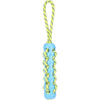 Produktbild von Flamingo Tofla Hundespielzeug Zerrseil Stick aus Nylon blau gelb schwimmfähig