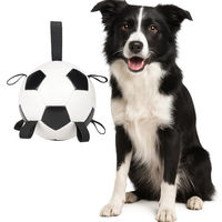 Produktbild von Flamingo Towa Schwimmfähiger Fußball für Hunde Weiß/Schwarz Ø 19 cm Robustes Wasserspielzeug aus Kunststoff für mittelgroße bis große Hunde
