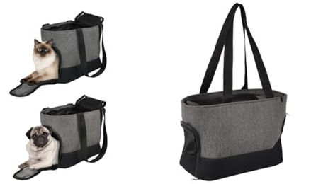 Flamingo Tragetasche Cilou Brigitta Transportbox für kleine Haustiere Grau aus Stoff 47x21x30cm – Bild 1 von 10