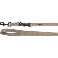 Produktbild von Flamingo Trainingsleine Delu aus Kunstleder für Hunde Taupe 205 cm verstellbar