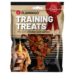 Produktbild von Flamingo Trainingssnack Knochen mit Huhn und Lachs 100 g - 100 g