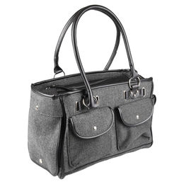 Flamingo Transporttasche Cilou Laura für kleine Hunde und Katzen Grau Stoff 45 x 25 x 27 cm – Bild 1 von 6