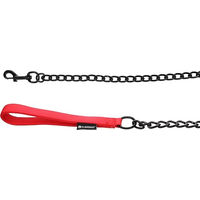 Produktbild von Flamingo Trero Hundeleine Kurzführer aus Metall und Nylon mit Neopren-Griff in Rot und Schwarz 0,7m x 19mm