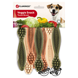 Produktbild von Flamingo Veggie Snack Zahnbürste Mix Vegan Ohne tierisches Protein 10 cm - 8 x 10 cm