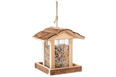 Flamingo Vogelfutterhaus Jaro aus Naturholz für Körner und Erdnüsse 18x17,5x20,5 cm – Bild 1 von 3