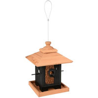 Produktbild von Flamingo Vogelfutterhaus Zulma Natur aus Holz und Metall in Schwarz und Braun für Erdnüsse und Nüsse