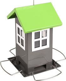 Flamingo Vogelfuttersilo Vogelhaus aus Metall und Plexiglas Grau 12x12x19cm – Bild 1 von 2