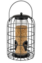 Flamingo Vogelfutterspender Futtersäule aus Metall und Polycarbonat Schwarz 27 cm – Bild 1 von 3