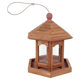 Flamingo Vogelhaus aus Zederholz für Vogelsamen wetterfest Braun – Bild 1 von 2