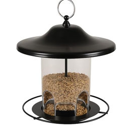 Flamingo Vogelhaus Futtersilo aus Metall Schwarz für Vögel – Bild 1 von 4