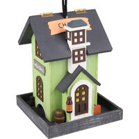 Produktbild von Flamingo Vogelhaus Vogelfuttersilo aus Holz in Grün 18x18x23cm