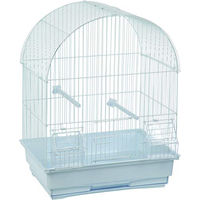 Produktbild von Flamingo Vogelkäfig Alor 2 Weiß Voliere für Kanarienvögel mit 2 Sitzstangen, 2 Näpfen und Kunststoff-Schublade 34,5x28x48,5 cm