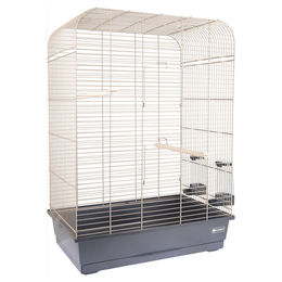 Flamingo Vogelkäfig Marja Voliere für Wellensittiche aus Metall in Taupe/Schwarz 54x34x75 cm – Bild 1 von 7