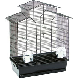 Flamingo Vogelkäfig Numfor Voliere für Wellensittiche Schwarz 51x30x60 cm mit Metallgestell und Kunststoff-Schublade – Bild 1 von 4