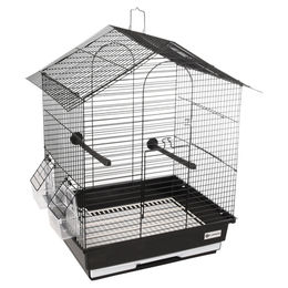 Flamingo Vogelkäfig Nusa Metall Schwarz für Wellensittiche und Papageien 39x31x46 cm mit Zubehör – Bild 1 von 8