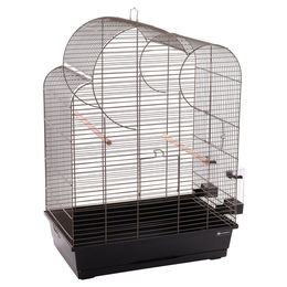 Flamingo Vogelkäfig Wammer 1 für Wellensittiche Metall Taupe Schwarz 54x34x75 cm mit Schublade und Zubehör – Bild 1 von 6