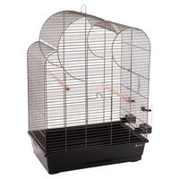 Produktbild von Flamingo Vogelkäfig Wammer 1 für Wellensittiche Metall Taupe Schwarz 54x34x75 cm mit Schublade und Zubehör