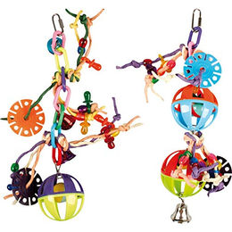 Flamingo Vogelspielzeug Ball mit Seilen aus Kunststoff in verschiedenen Farben - 1 Stk. – Bild 1 von 3
