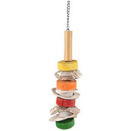 Produktbild von Flamingo Vogelspielzeug Ron Muschel Regenbogen aus Holz für Papageien 37 cm