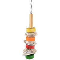 Produktbild von Flamingo Vogelspielzeug Ron Muschel Regenbogen aus Holz für Papageien 37 cm