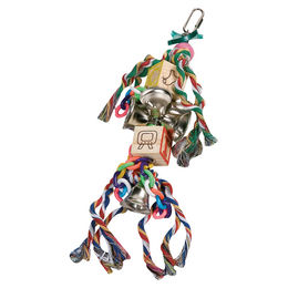 Flamingo Vogelspielzeug Vegas Käfighänger Seil mit Glocke 28x7 cm – Bild 1 von 2