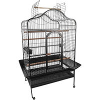 Produktbild von Flamingo Vogelvoliere Paros Anthrazit für Papageien mit Metall-Schublade und Rollen 125x92,5x173,5 cm