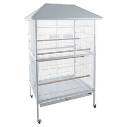 Flamingo Vogelvoliere Valka Weiß für Papageien und Vögel aus Metall 107x88,5x170 cm mit Rollen – Bild 1 von 4