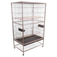 Produktbild von Flamingo Voliere Sumba Vogelvoliere für Vögel und Papageien in Taupe mit Sitzstangen und Näpfen 79x52x134cm