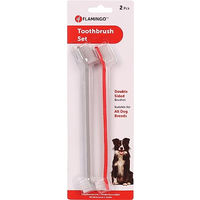 Produktbild von Flamingo Zahnbürsten-Set Tara in Rot und Grau für Groß und Klein