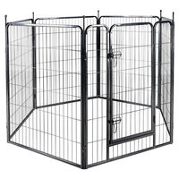 Produktbild von Flamingo Zecta Hunde-Laufstall aus Metall für Welpen und kleine Rassen Schwarz 156 x 138 x 100 cm
