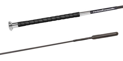 Produktbild von Fleck Dressurgerte FL Carbon Premium+ mit Ledergriff und Lederzunge in Schwarz