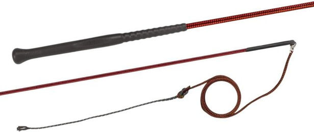 Fleck Longierpeitsche aus Nylon mit Ergo-Griff in Rot 180 cm – Bild 1 von 1