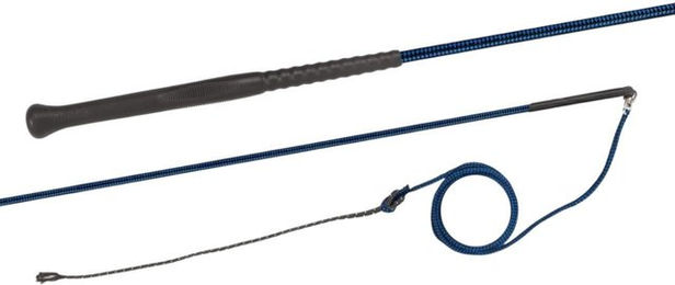 Fleck Longierpeitsche aus Nylongespinst mit Ergo-Griff in Royalblau 180 cm – Bild 1 von 1