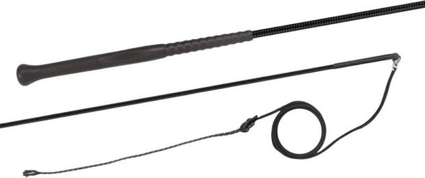 Fleck Longierpeitsche aus Nylongespinst mit Ergo-Griff in Schwarz 200 cm – Bild 1 von 1