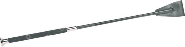 Fleck Springstock mit Nubuk-Griff und Leder-Klatsche in Schwarz 60cm – Bild 1 von 1