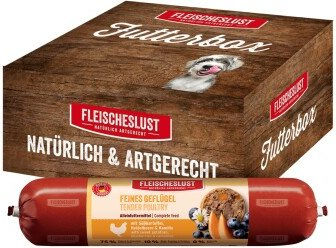 Fleischeslust Hund Nassfutter Adult Geflügel mit Süßkartoffel Heidelbeere und Kamille Stückchen in Sauce getreidefrei 8x400 g – Bild 1 von 11