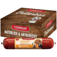 Produktbild von Fleischeslust Hund Nassfutter Adult Geflügel mit Süßkartoffel Heidelbeere und Kamille Stückchen in Sauce getreidefrei 8x400 g